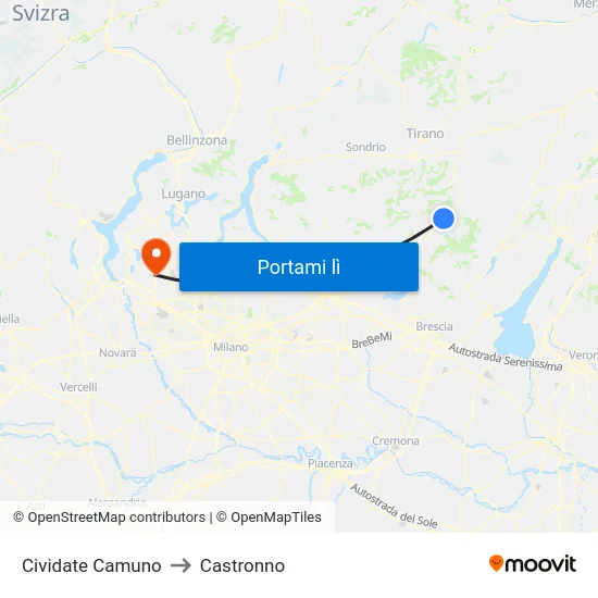 Cividate Camuno to Castronno map