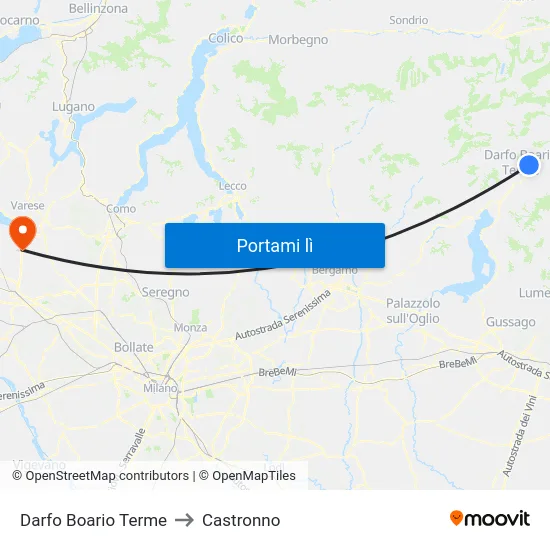 Darfo Boario Terme to Castronno map
