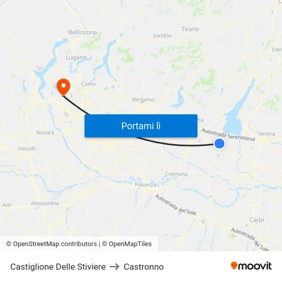Castiglione Delle Stiviere to Castronno map