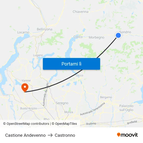 Castione Andevenno to Castronno map