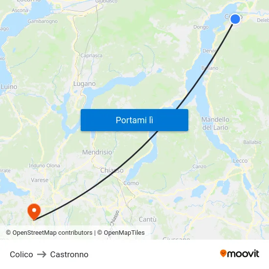 Colico to Castronno map
