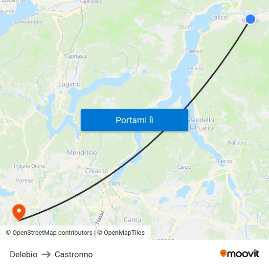 Delebio to Castronno map