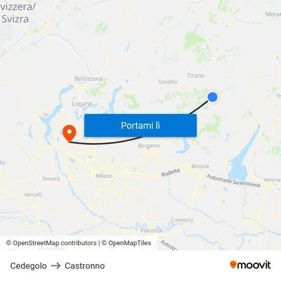 Cedegolo to Castronno map