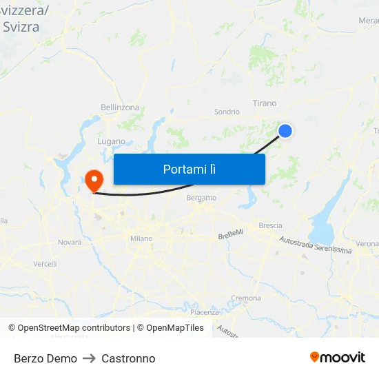Berzo Demo to Castronno map