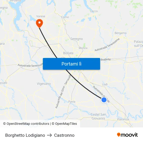 Borghetto Lodigiano to Castronno map