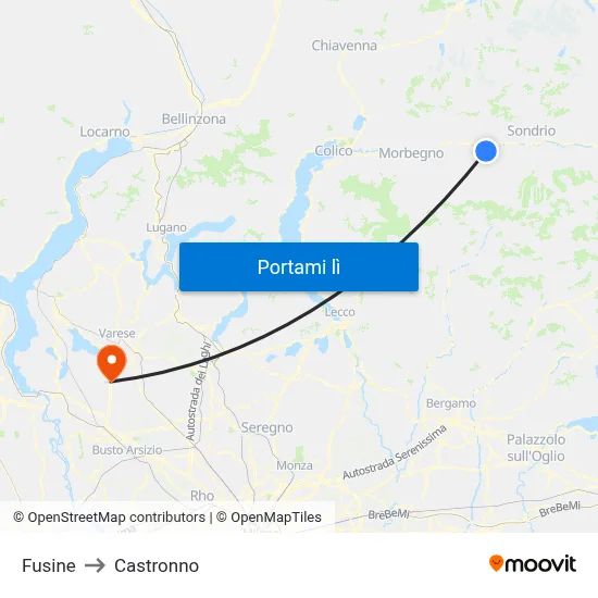 Fusine to Castronno map