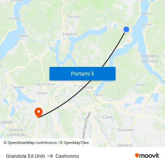 Grandola Ed Uniti to Castronno map