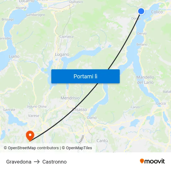 Gravedona to Castronno map