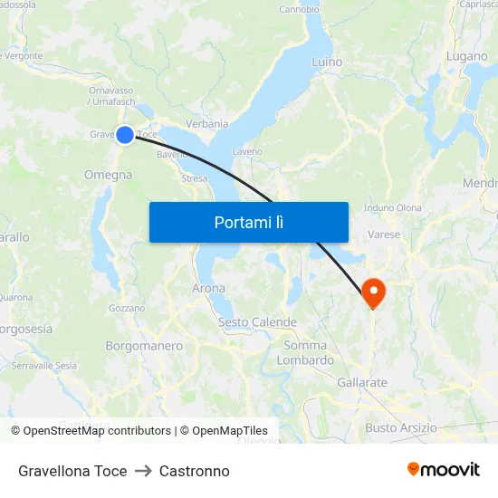 Gravellona Toce to Castronno map