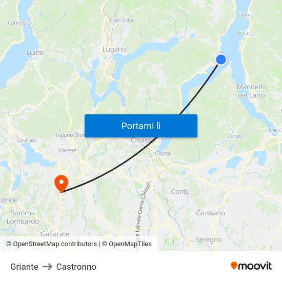 Griante to Castronno map