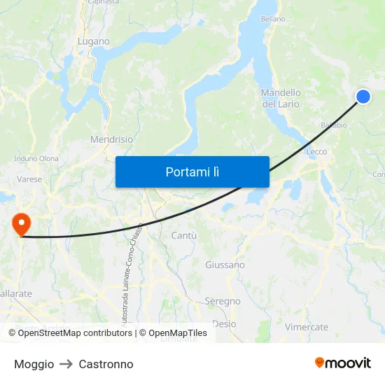 Moggio to Castronno map