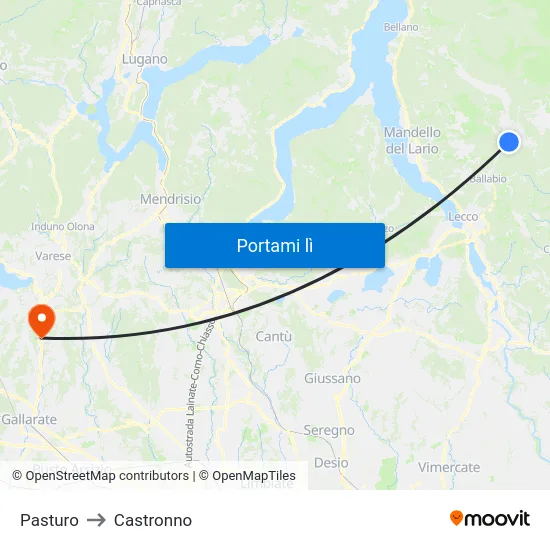 Pasturo to Castronno map