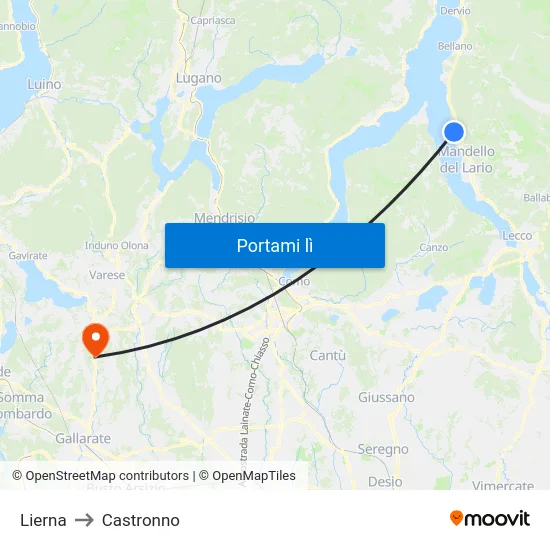 Lierna to Castronno map