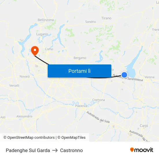 Padenghe Sul Garda to Castronno map