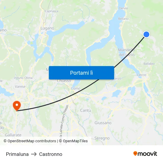 Primaluna to Castronno map