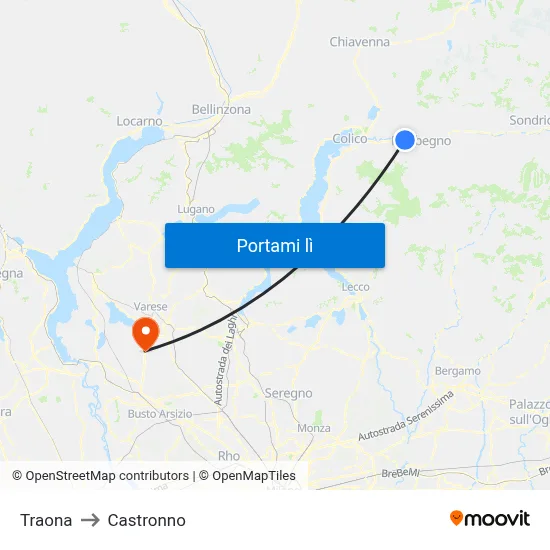Traona to Castronno map