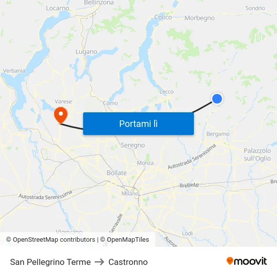 San Pellegrino Terme to Castronno map