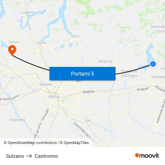 Sulzano to Castronno map