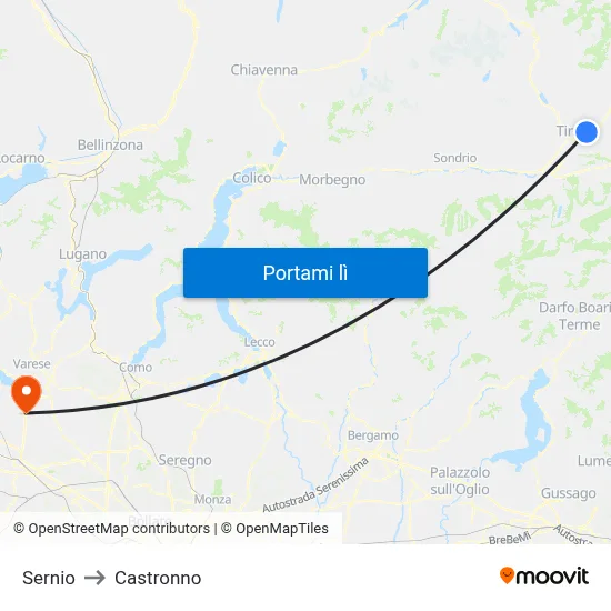 Sernio to Castronno map