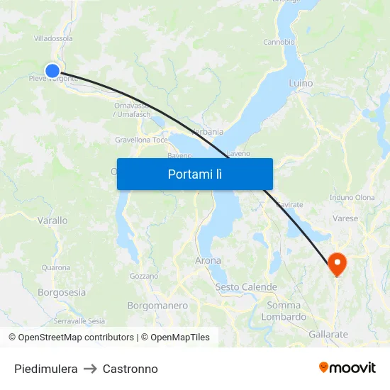 Piedimulera to Castronno map