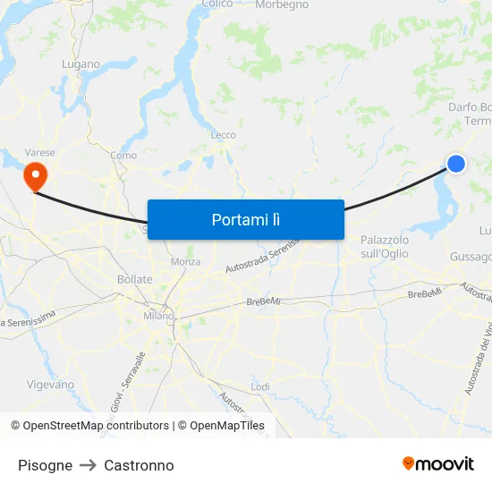 Pisogne to Castronno map