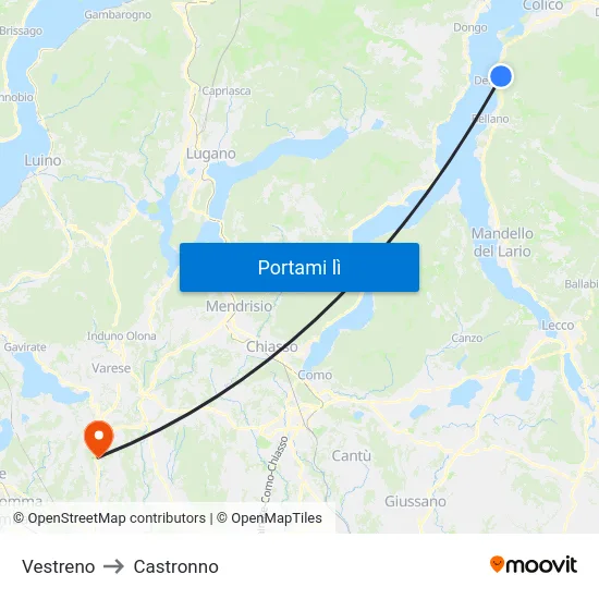 Vestreno to Castronno map