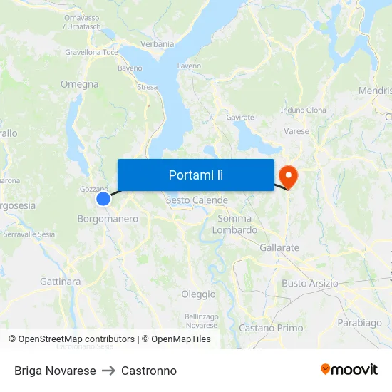 Briga Novarese to Castronno map