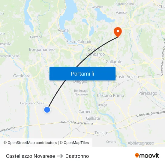 Castellazzo Novarese to Castronno map