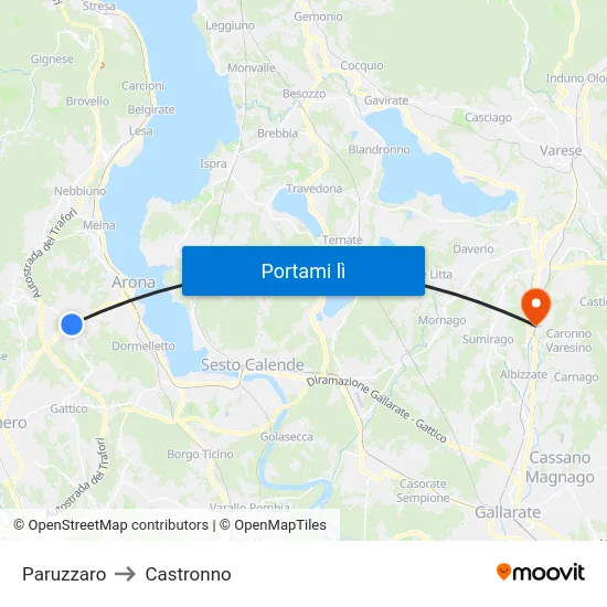 Paruzzaro to Castronno map