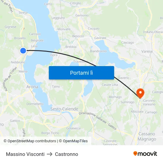Massino Visconti to Castronno map