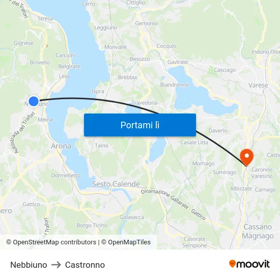 Nebbiuno to Castronno map