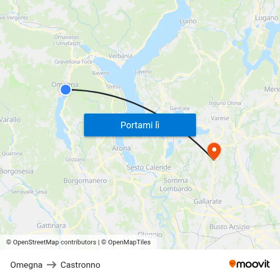 Omegna to Castronno map