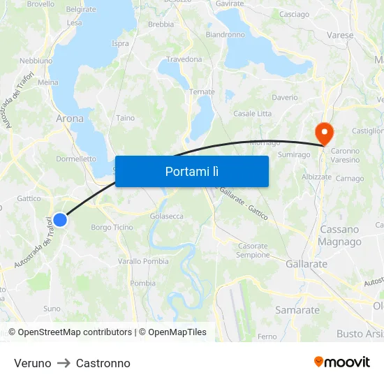 Veruno to Castronno map