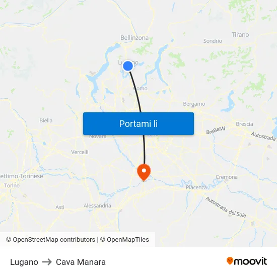 Lugano to Cava Manara map