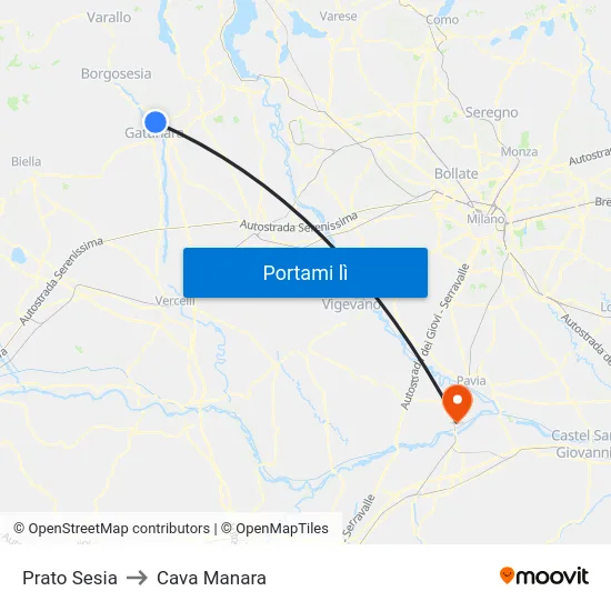 Prato Sesia to Cava Manara map
