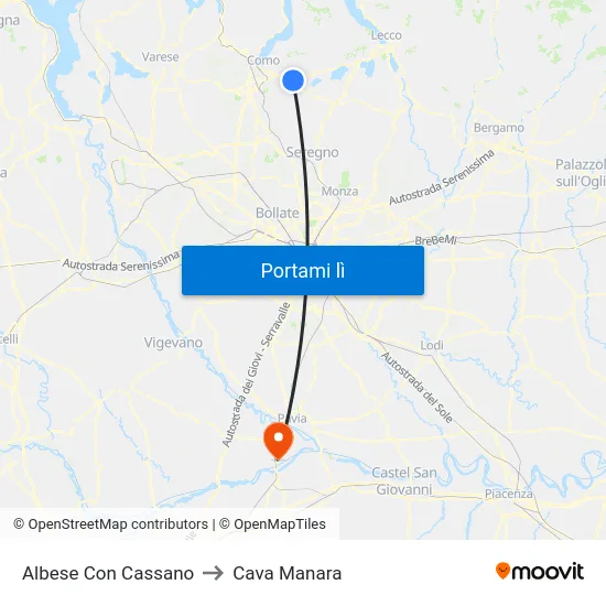 Albese Con Cassano to Cava Manara map