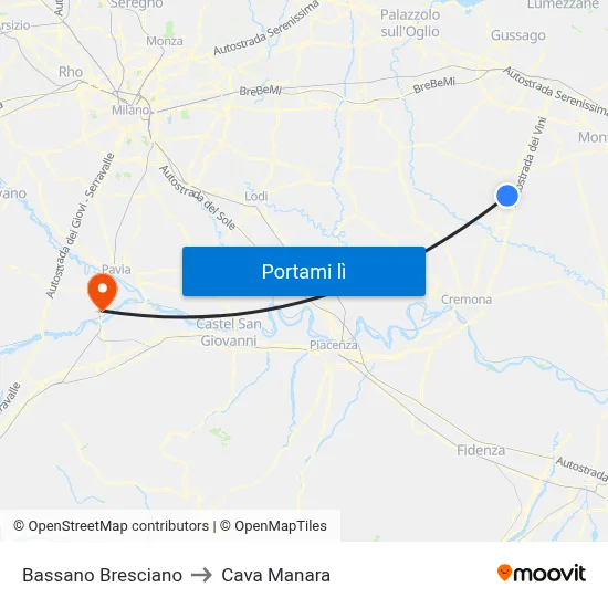 Bassano Bresciano to Cava Manara map