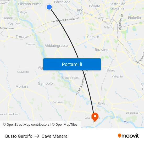 Busto Garolfo to Cava Manara map