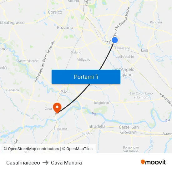 Casalmaiocco to Cava Manara map