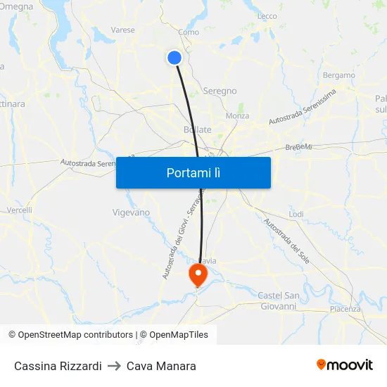 Cassina Rizzardi to Cava Manara map