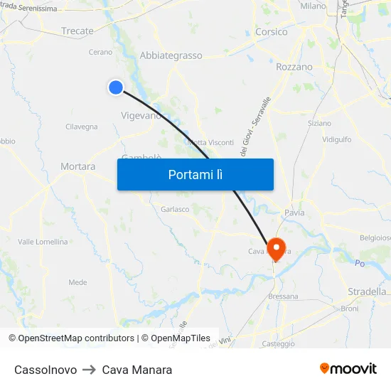 Cassolnovo to Cava Manara map