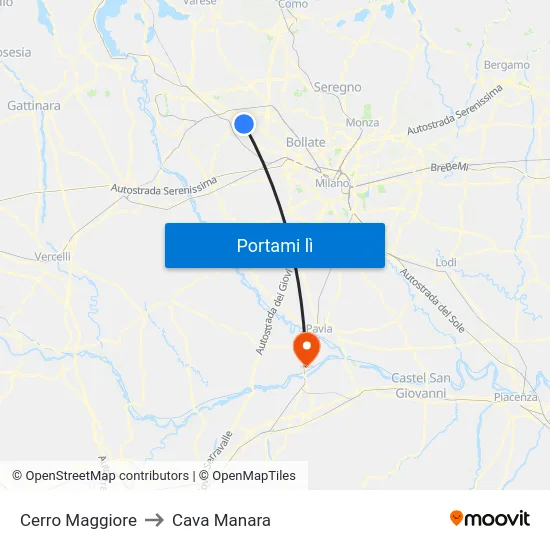 Cerro Maggiore to Cava Manara map