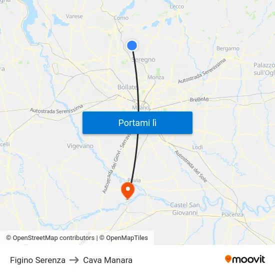 Figino Serenza to Cava Manara map