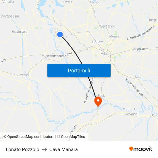 Lonate Pozzolo to Cava Manara map