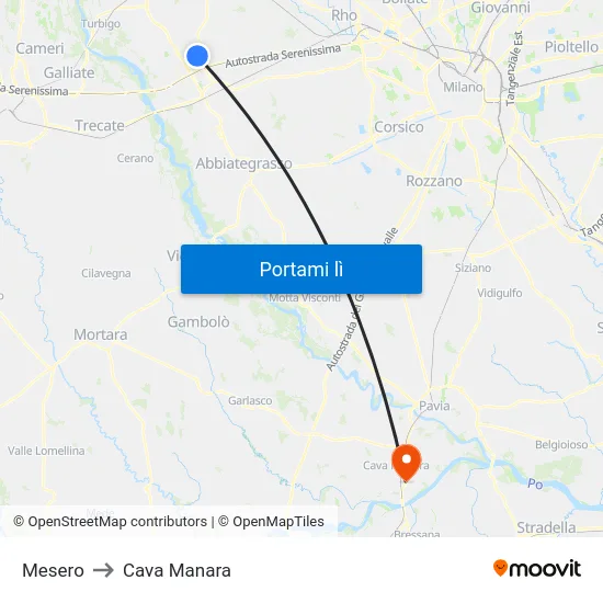 Mesero to Cava Manara map