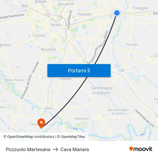 Pozzuolo Martesana to Cava Manara map
