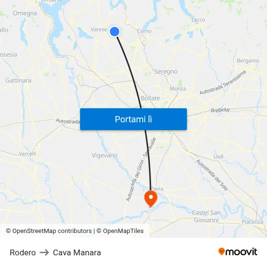 Rodero to Cava Manara map