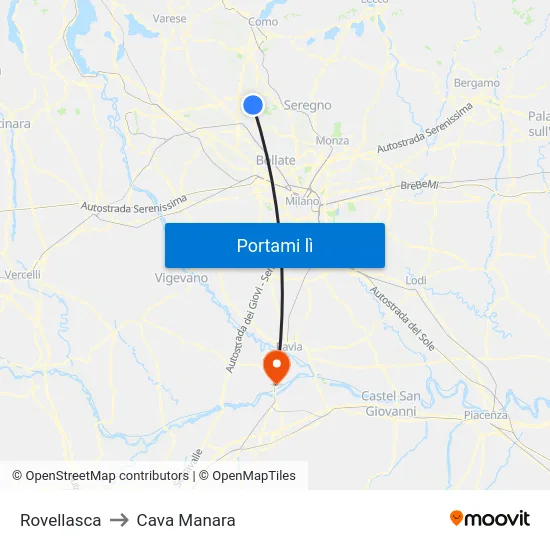 Rovellasca to Cava Manara map