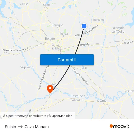 Suisio to Cava Manara map