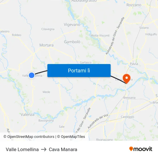 Valle Lomellina to Cava Manara map